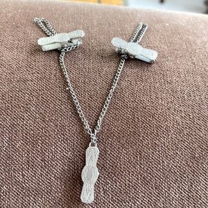 Pat pending 1920s 30s era deco engraved baby clips three clips.